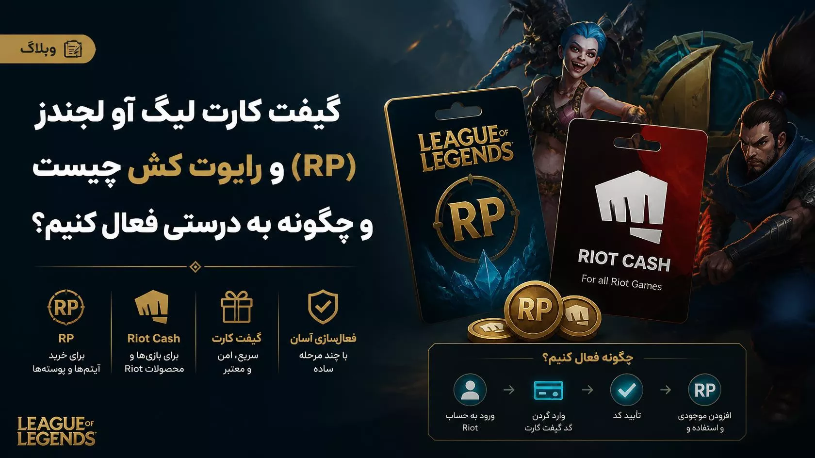 گیفت کارت لیگ آف لجندز (RP) و Riot Cash چیست و چطور درست فعال کنیم؟